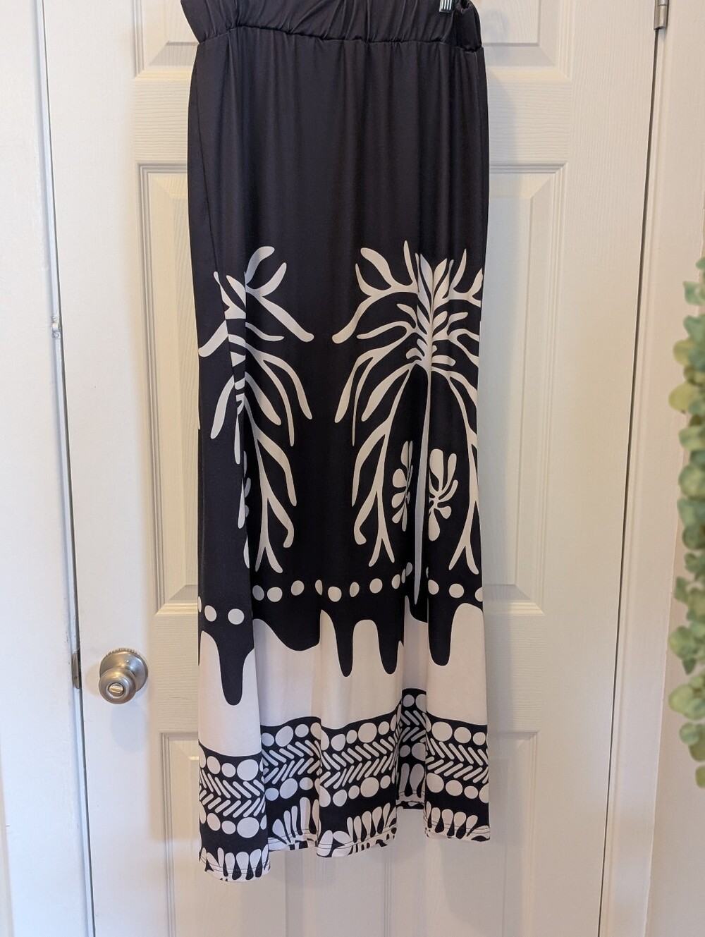 Tropical Resort 2 Piece Maxi Skirt Set Black White Boho Coastal Chic XL Chicme - Picture 16 of 16